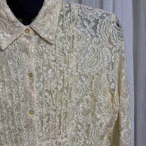 Claudia Richards Women's L Ivory Embroidered Corpcore Party Vtg Lace Y2K Boho